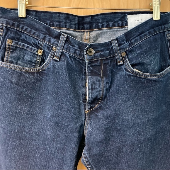 RAG & BONE Sz 34 Standard Issue Slim Leg 100% Cotton  Button Fly Jeans - Picture 2 of 12